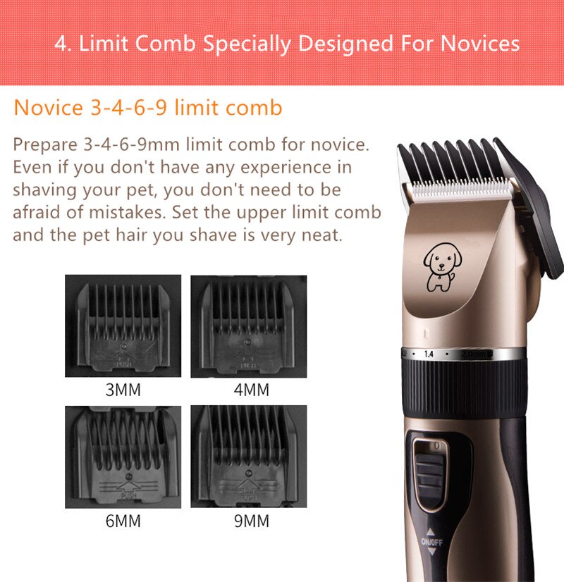 USB Rechargeable Pet Dog Hair Trimmer Animal Grooming Pet Dog Electric Hair Trimmer Pet Grooming Kit Dog Grooming
