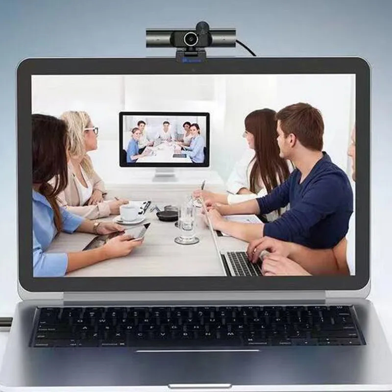 Nova Webcam 4K USB, Webcam 2K 1080P 30fps com Foco Automático, Alto-falante HiFi e Microfone com Redução de Ruído para PC, Câmera para Desktop e Laptop para Videochamadas