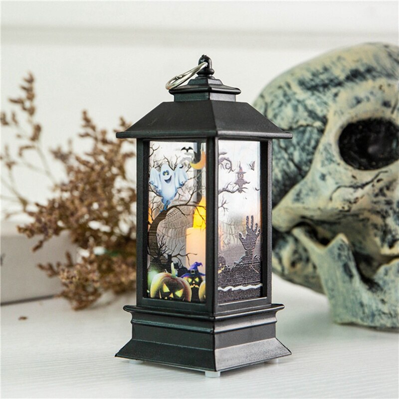 Halloween Vintage ▾ Zucca Luce Quadrato Simulato Fiamma Lampada Decorativa portato Lanterna Lanterna Appesa Rifornimenti Del Partito sbarra arredamento