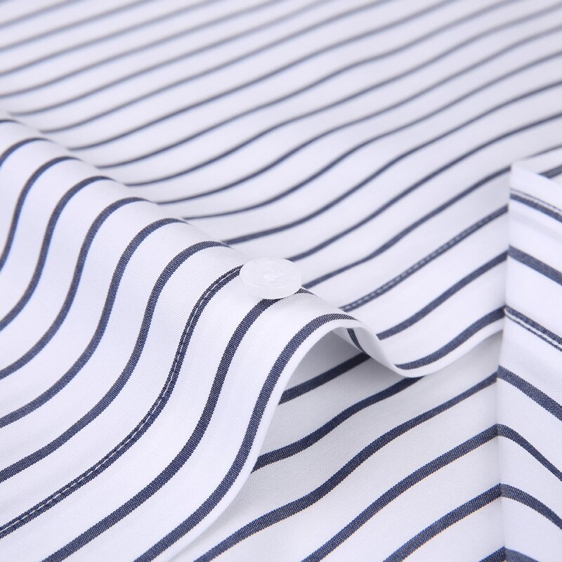 Chemise à manches longues pour homme à rayures verticales, tissu facile d'entretien - infroissable, chemises boutonnées décontractées et élégantes en coton