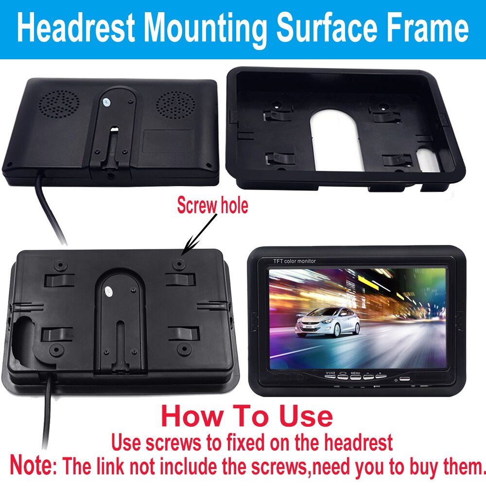 7 Inch TFT HD Car LCD Screen Monitor Desktop/Headrest Auto 2 Signal Input Video Reversing Camera Monitor 12V 24V For PAL/NTSC