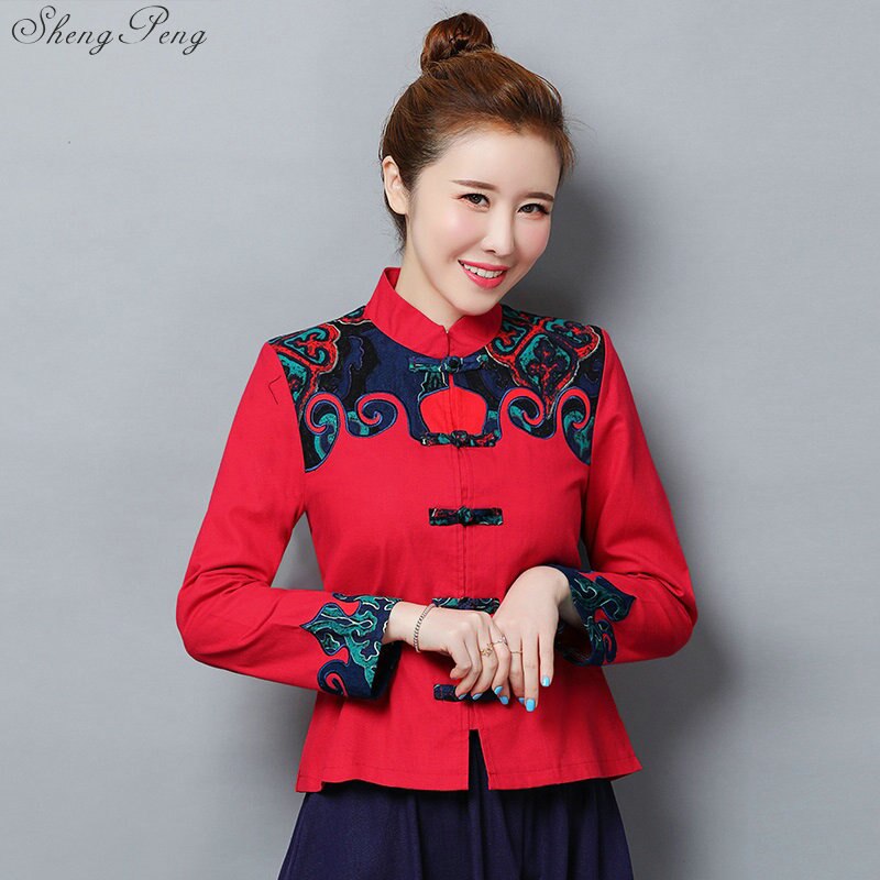 Traditional chinese clothing for women cheongsam top mandarin collar womens tops and blouses oriental China clothing V1738