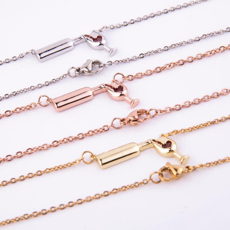 Necklace for Women Girls Wine Glass Cup Pendant Chain Neck Accessories Decor HSJ88