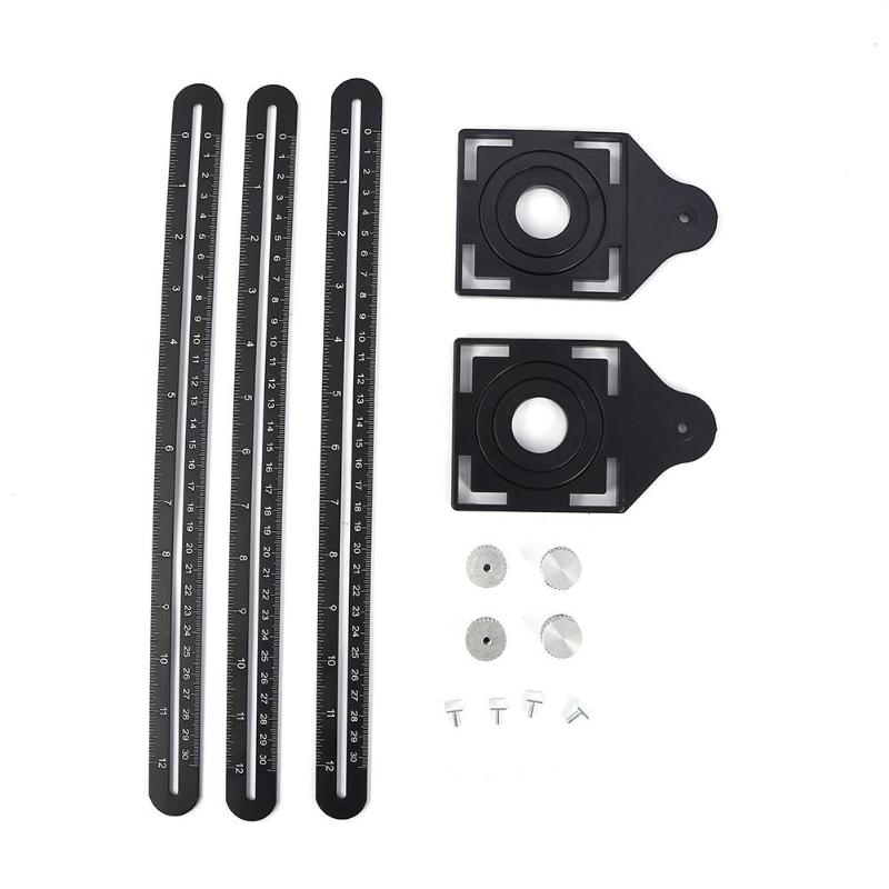 12 Fold Hole Locator Multi Template Tool – Aluminum Alloy Drill Guide Ruler For Ceramic Tile, Black