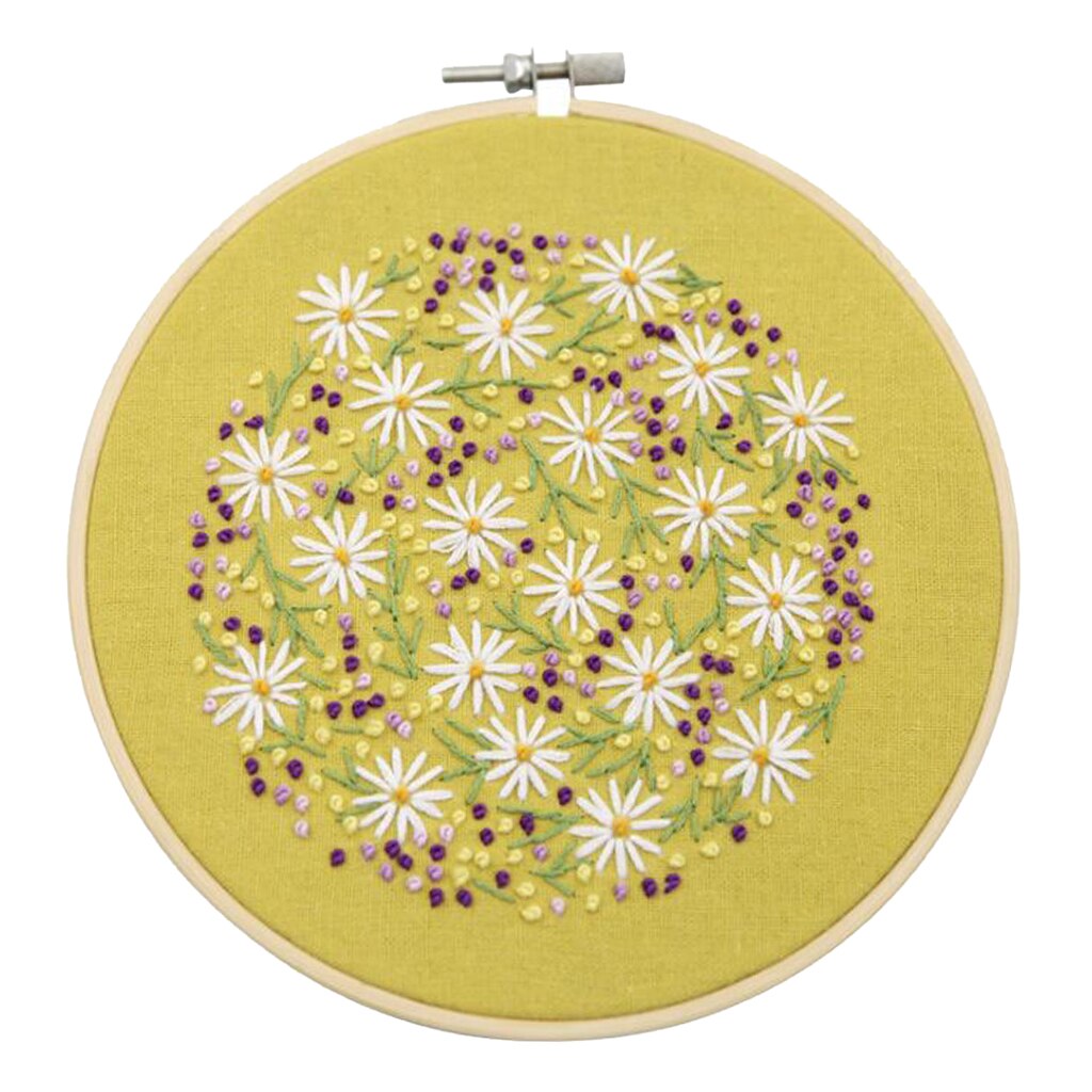Flower Embroidery Starter Kit Pre-printed Complete Cross Stitch Floss Kits: Style 5