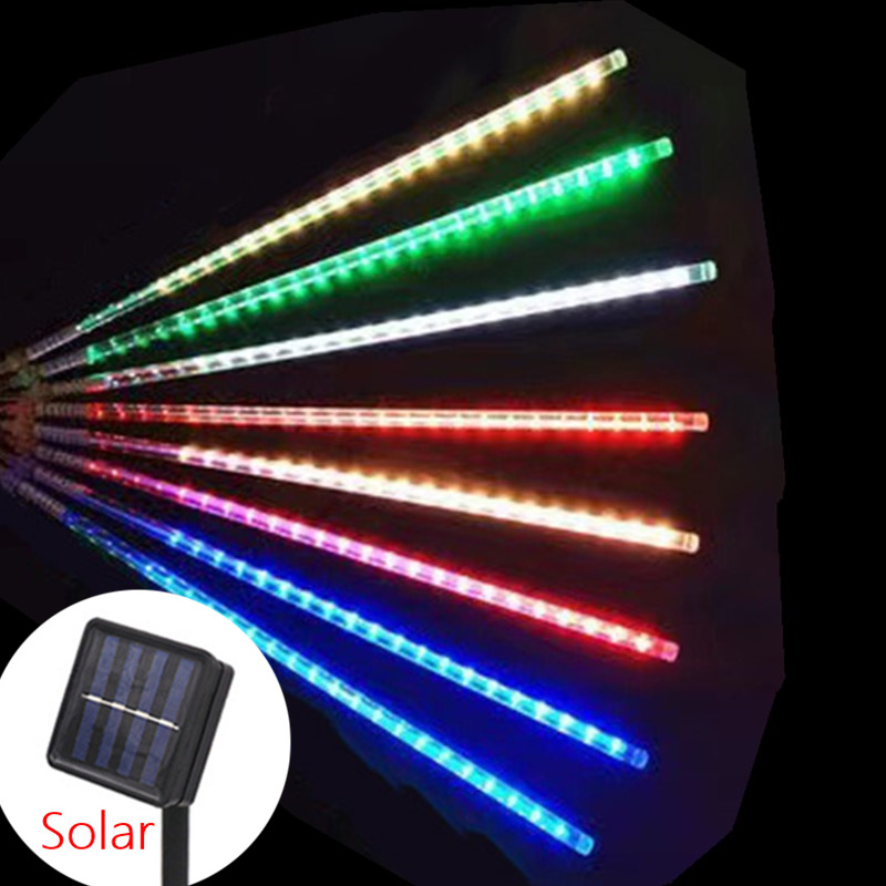 Solar LED Meteor Shower Lights Waterproof Snow Falling Outdoor String Lights for Garden Party Wedding Christmas Tree Patio Decor: sunny yellow / 6-10W