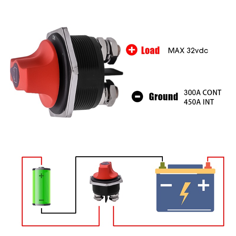 Car Battery Switch DC 50A 100A 200A 300A Disconnecter Power Isolator Cut Off Switch Car Rotary Switches For Auto Truck Boat