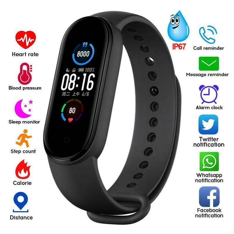 M5 Bluetooth 5.0 Smart Horloge Polsbandje Gezondheid Hartslagmeter Smartband Monitor Gezondheid Polsbandjes Voor Adriod Ios TSLM1