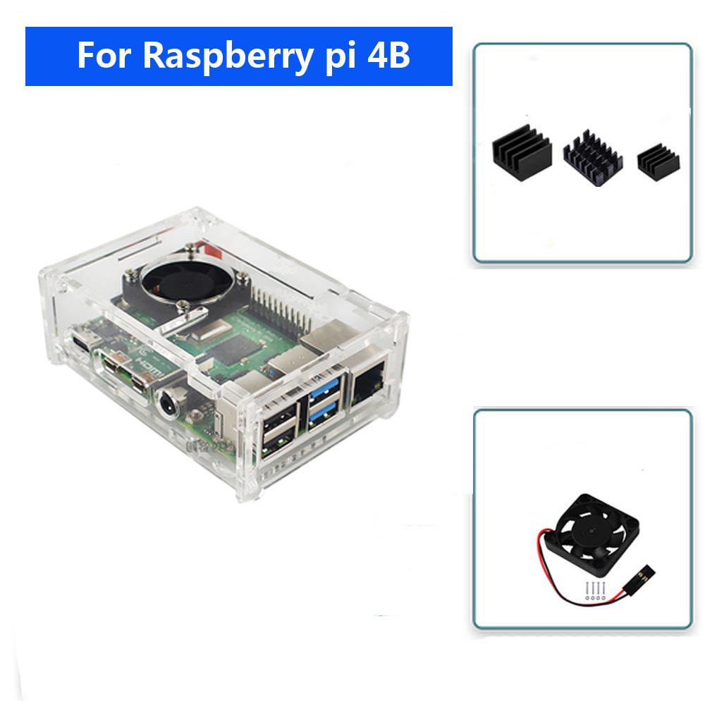 Raspberry Pi 4 Model B Acryl Case Met Koelventilator + 32Gb Sd-kaart + 5V 3A Power + Heatsink + Hdmi Voor Raspberry Pi 4B: Goud
