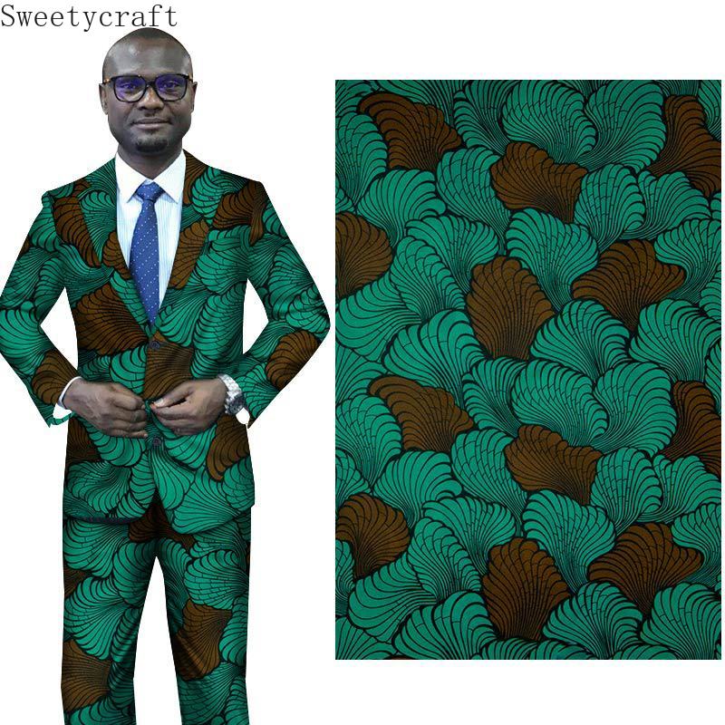 Vivid Fern Stripe Fabric – Green on Black Statement Design Ankara Wax Print Fabric