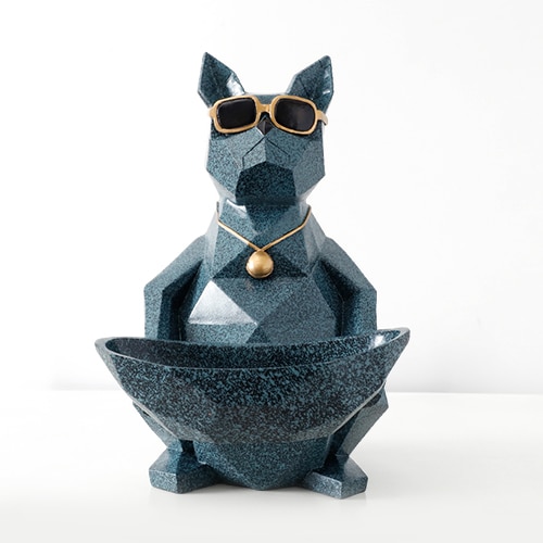 Figuritas de resina para perros y gatos, artesanía moderna, animales en miniatura, bonitos adornos para el hogar, decoración de oficina, cuenco de almacenamiento tallado coleccionable