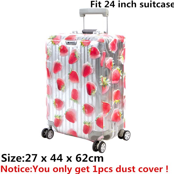 Couverture de poussière imperméable transparente de fraise 20-28 pouces couverture de protection de bagage de PVC accessoires de valise de voyage approvisionnement en produits: L strawberry
