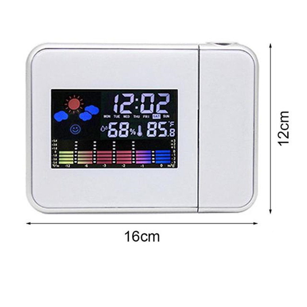 Muur Projector Led Grote Display Klok Projectie Wekker Multifunctionele Lichtgevende Voor Thuis Slaapkamer Studeren Kamer Bureau: B white