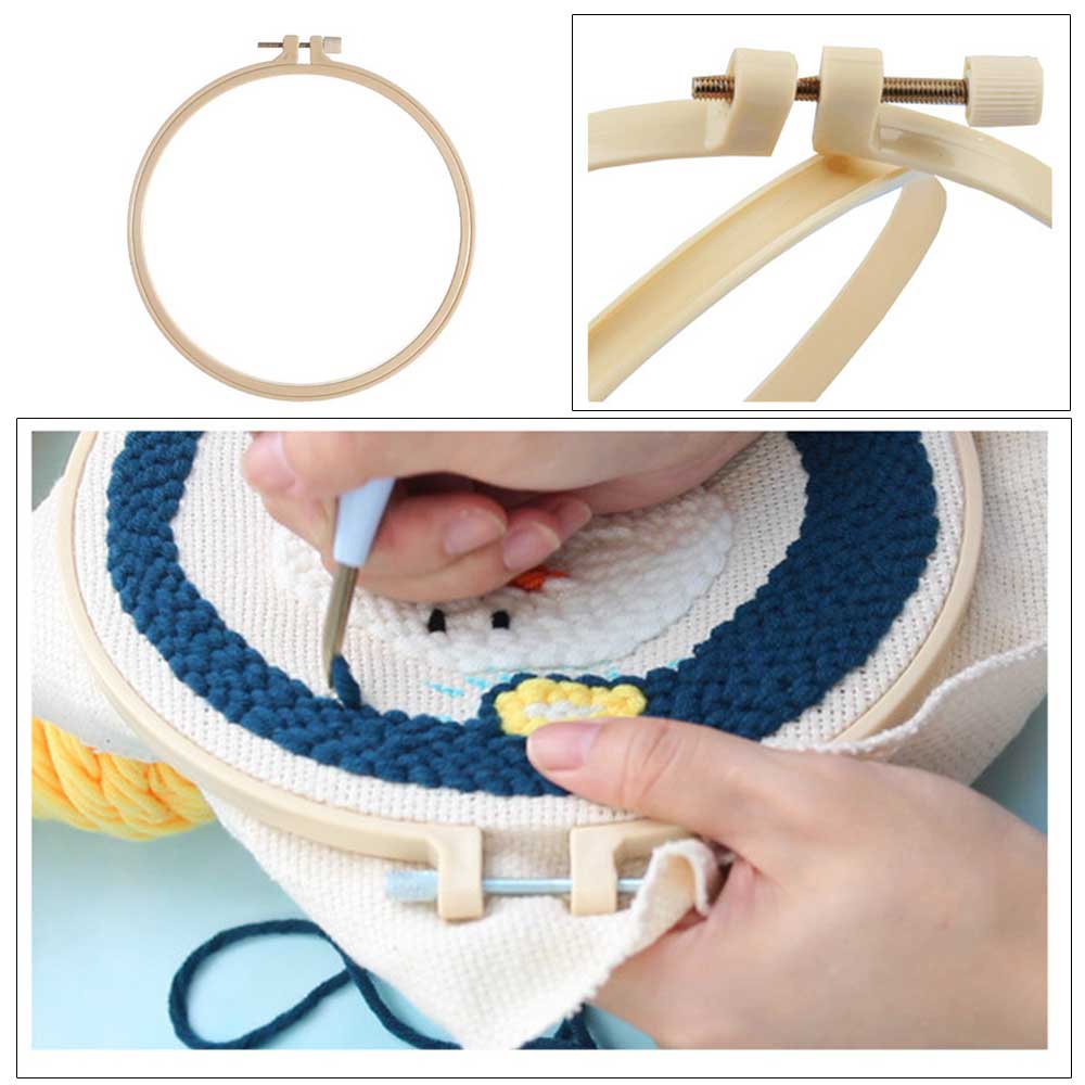 Beginner DIY Stamped Embroidery Starter Kit Punch Needle Tool Handcraft Embroidery Cloth with Pattern Tools Kit Decor Artwork