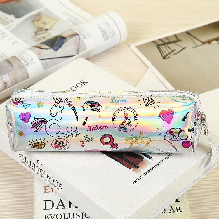 1pcs kawaii Simple transparent pencil box cute Pink pattern Office Student pencil boxs School Supplies Pen Box Astuccio Scuola: 8