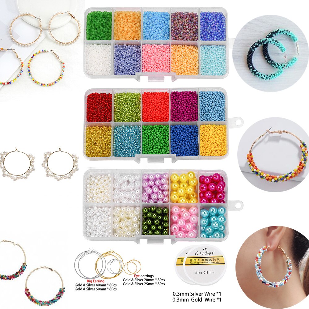 600-9000 stk blandede farver perler armbånd øreringe krog kobbertråd smykker gør kits diy smykker gør tilbehør leverer sæt