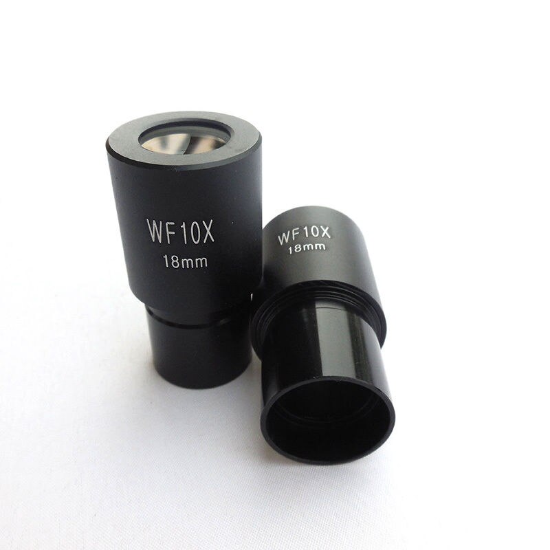 One Pair WF10X Eyepiece Wide Field View 18mm Optical Lens Eyepiece for Biological Microscope Eyepiece Lens Mounting Size 23.2mm