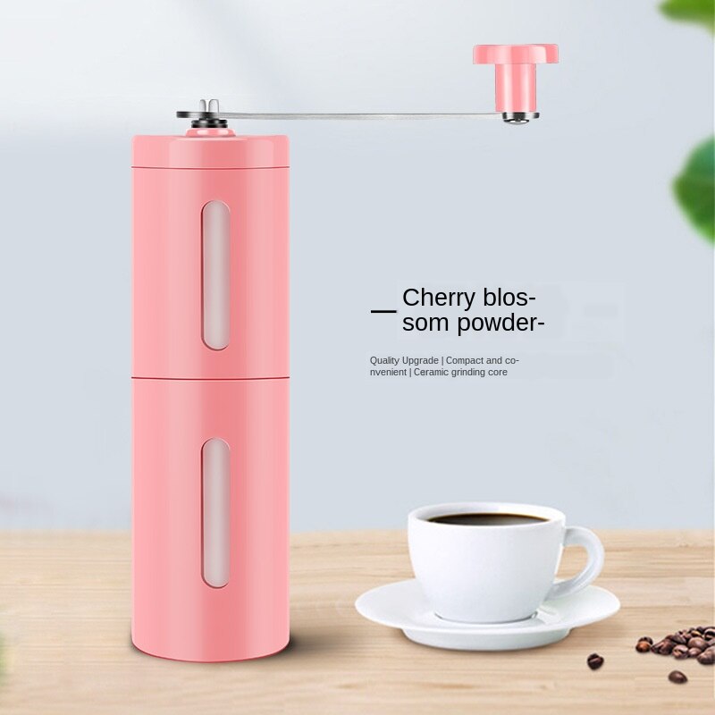 Portable Coffee Grinder Mini Stainless Steel Hand Manual Handmade Coffee Bean Burr Grinders Mill Kitchen Tool Crocus Grinders: Pink