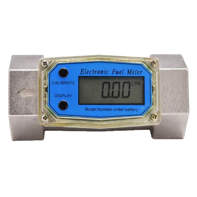 Electronic Digital Flowmeter Liquid Water Turbine Flow Meter Fuel Oil Flowmeter 1.5 Inches 10-100gpm 38-380L/Min: Default Title