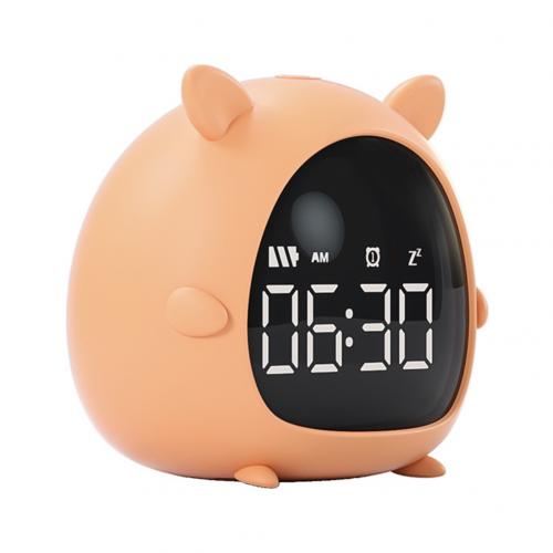 Cartoon Mini USB Rechargeable Electronic Digital Display Alarm Clock for Kids HD digital display screen Clocks: Orange