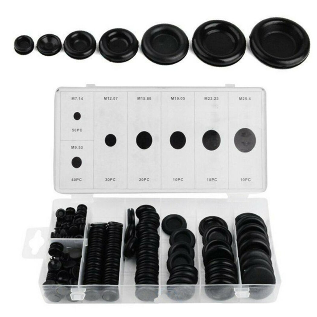 Black Hole Plug 170pcs Rubber Firewall Hole Plug Car Electrical Gasket