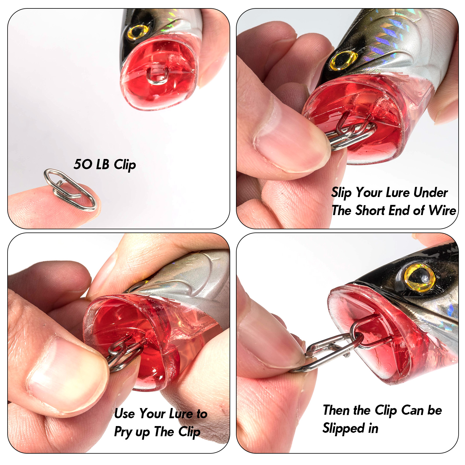 50pc Fishing Snap Power Clip Stainless Steel Speed Clip Topwater Clip Quick Change Fast Link Connector for Crankbait Swimbait