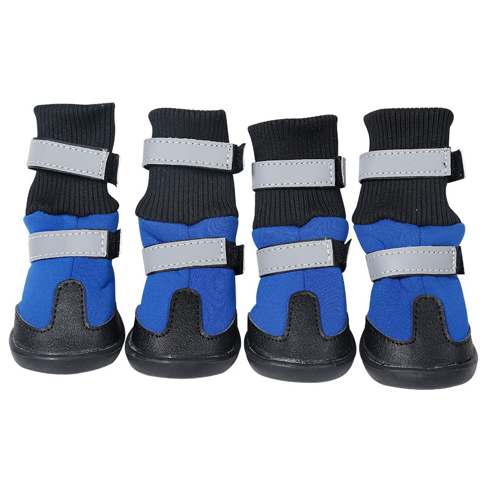 4 stuks Hond Laarzen Hond Warme Schoenen Voor Honden Waterdichte Antislip Schoenen Huisdier Voor Winter Voor Medium Grote hond: Blauw / M