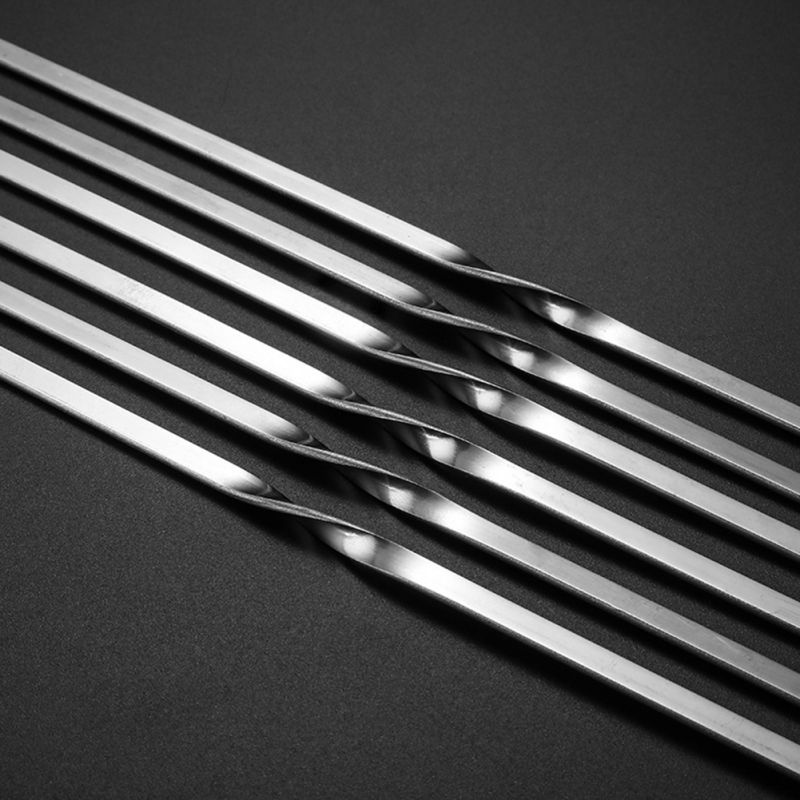 20 sztuk 35-40cm szaszłyki z grilla ze stali nierdzewnej szaszłyki z grilla płaskie metalowe szaszłyki z grilla i rury robić przechowywania
