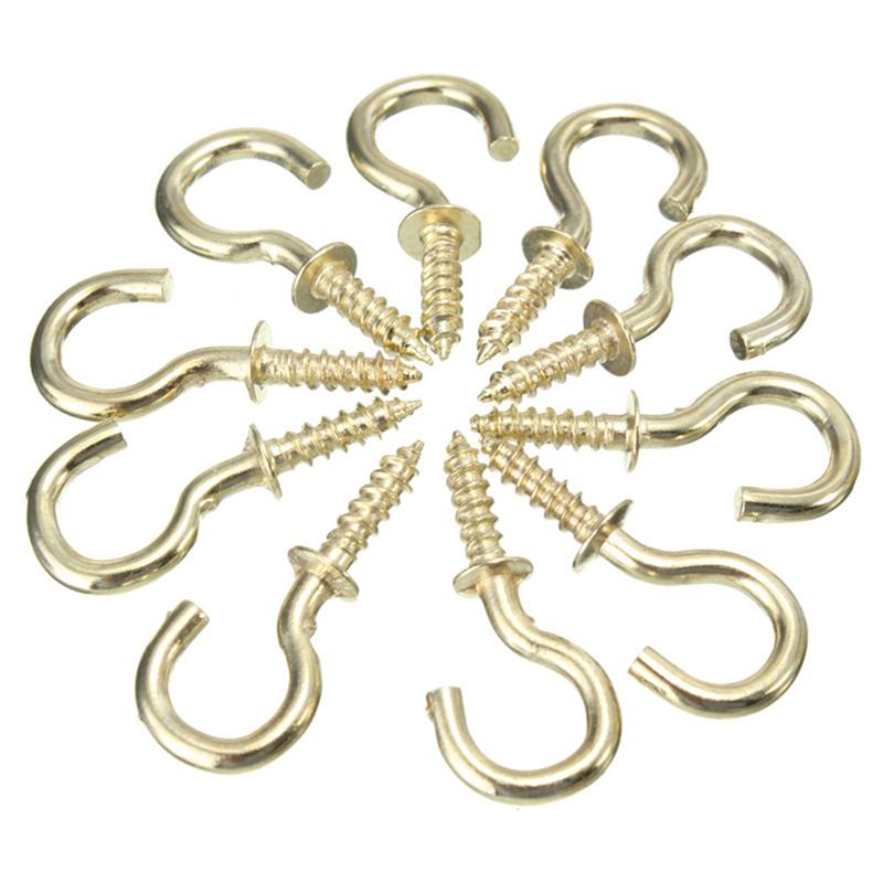 20pcs Heavy Duty Chrome Plated Mug Shouldered Cup Hooks 1.98cm Cup Hooks Hanger Screw-In Ceiling Hooks Home Storage Organization