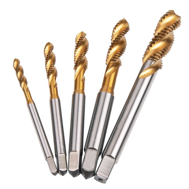 Tarauds pointus en spirale Hss, 5 pièces, filetage de taraudage, spirale métrique, cannelée, Machine, vis, M3 M4 M5 M6 M8