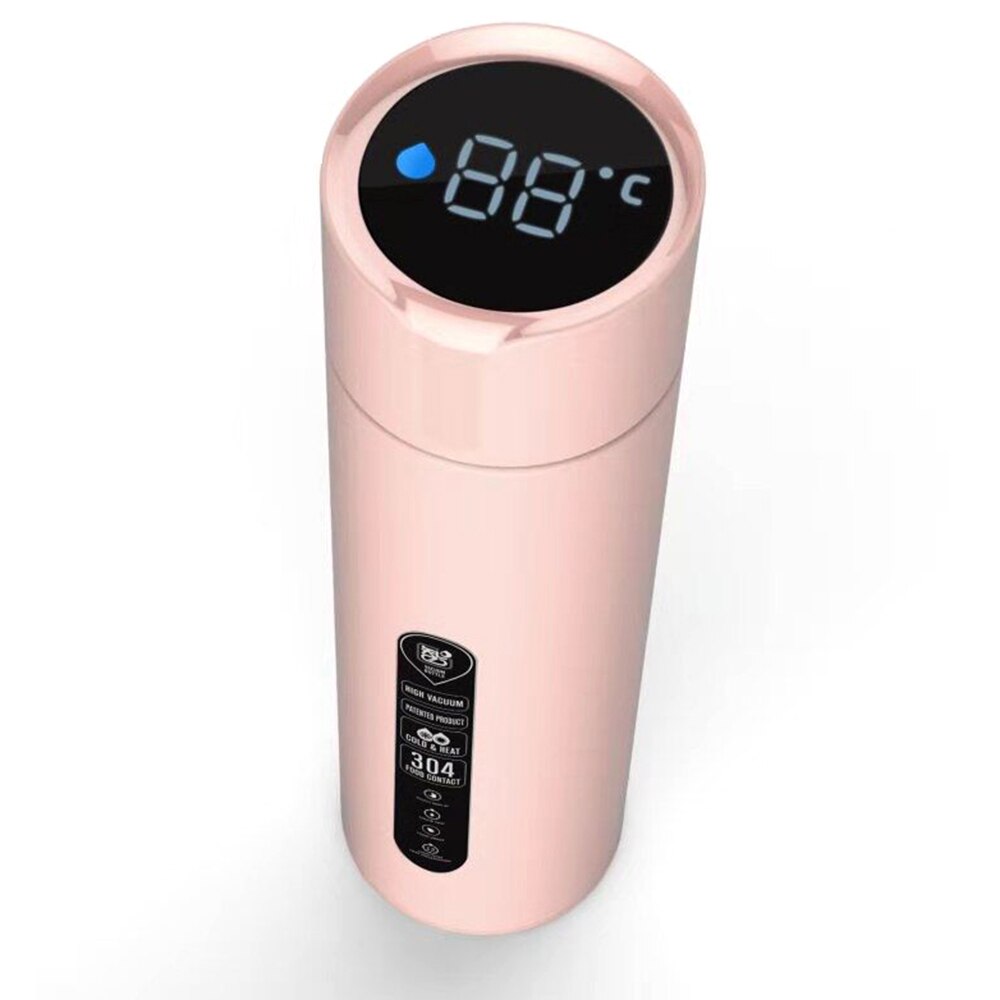 304 Roestvrijstalen Thermoskan 420ml Intelligente Digitale Display Vacuüm Isolatie Kettle Thermos Cup: Roze