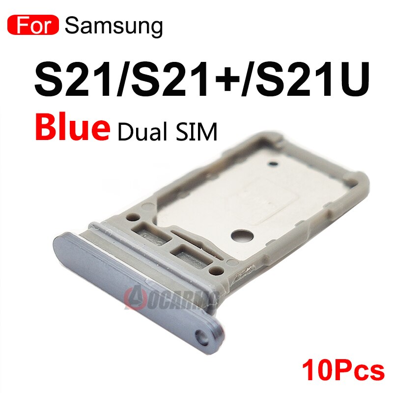 10 pces para samsung galaxy s21 ultra s21 plus s21 + s21u duplo sim cartão único sim bandeja slot para cartão titular peças de reposição: Dual SIM--Blue(Grey