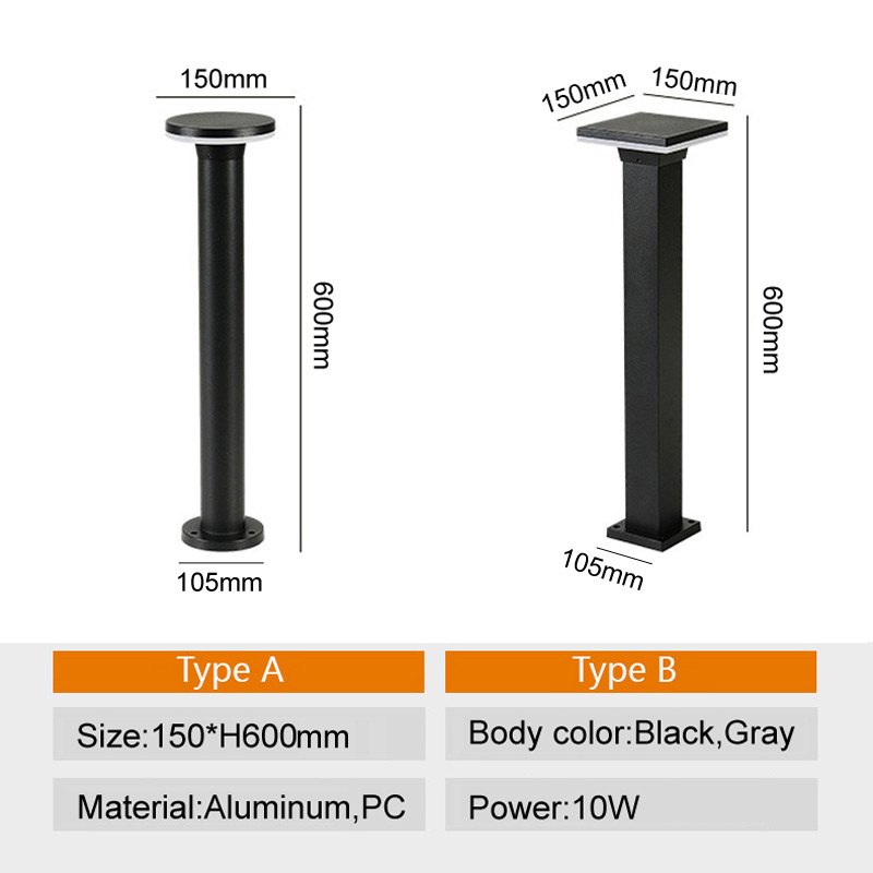 LED Outdoor Garten Lampe IP65 Wasserdicht Rasen Licht Villa Hof Pfad Landschaft Beleuchtung Straße Platz Aluminium Poller Lampen