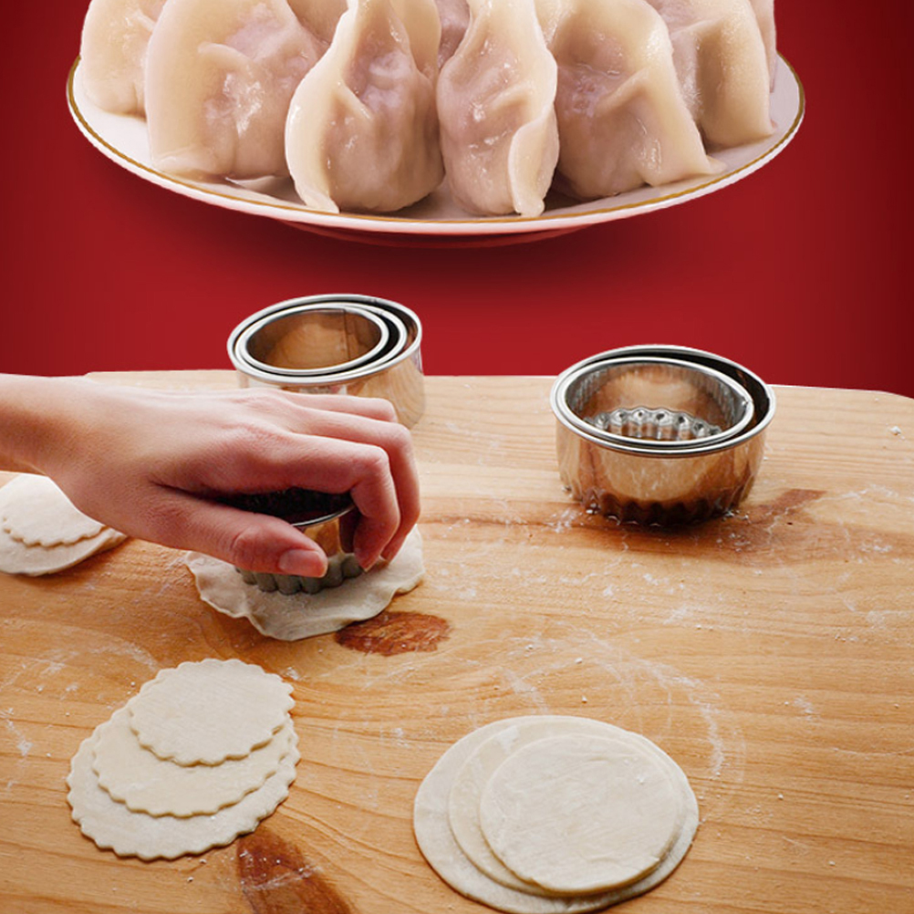 3pcs Stainless Steel Dumpling Wrapper Mold Baking Kitchen Cookie Doughnut Muffin Scone Sandwich Bread Crust Cutter tools