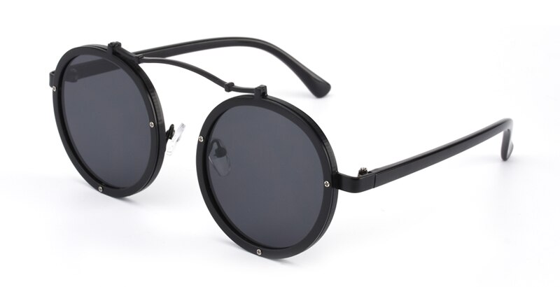 Vintage Round Metal Steampunk Sunglass Women Brand Metal Steam Punk Sun Glasses Driving Men Oculos De Sol R561: Black Frame Black