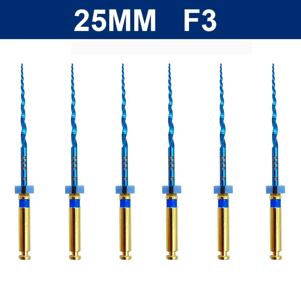 Dental Gold Flexible Files Endo Rotary Files Golden Endodontic Files 19/21/25mm Nickel Titainium Dentistry Root Canal Material: Chocolate