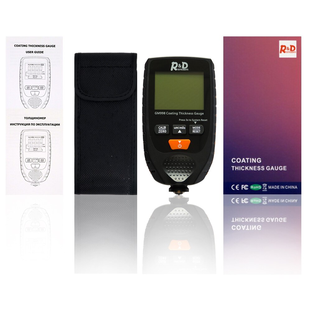 R & D GM998 voiture peinture revêtement épaisseur jauge voiture peinture galvanoplastie métal revêtement épaisseur testeur mètre 0-1500um Fe & NFe blanc