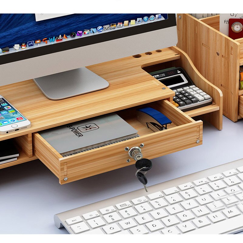 Computer Monitor Increase Rack Bracket File Rack Wooden Office Desk Storage Finishing Rack Shelf Storage Box Office storage box