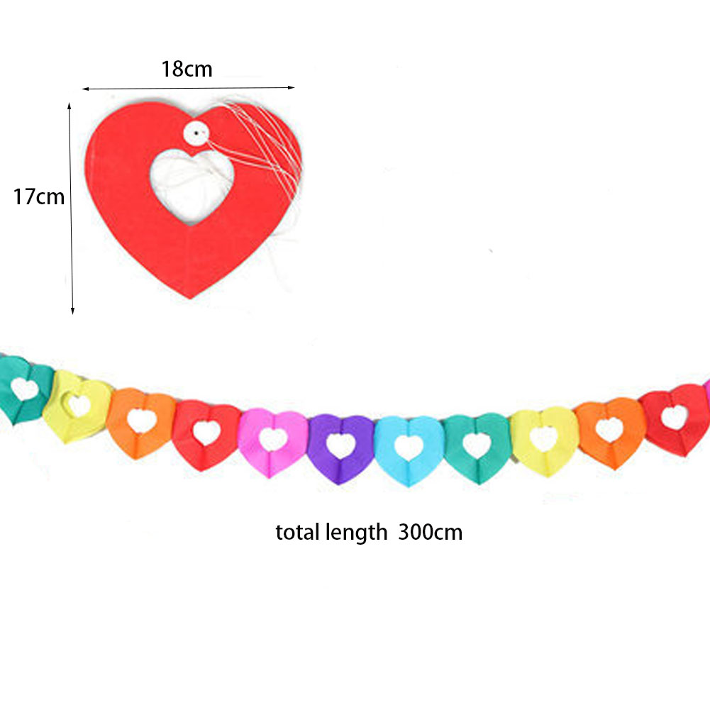 Guirlande de papier coloré en forme de cœur et de papillon pour la maternelle, bannière, drapeau, décoration murale suspendue, dessin animé, ornements pour chambre d'enfants,: 3