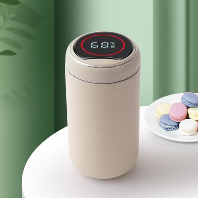 Inteligentny termos ze stali nierdzewnej kubek wody wyświetlacz temperatury duszny podróż akumulator filiżanka kawy butelka na wodę termos: biały