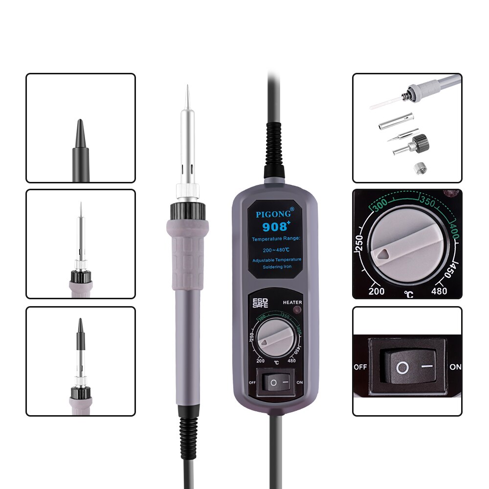908+Digital Soldering Station Mini Portable Adjustable Electric soldering iron Welding tools kit set Welding Rework tool