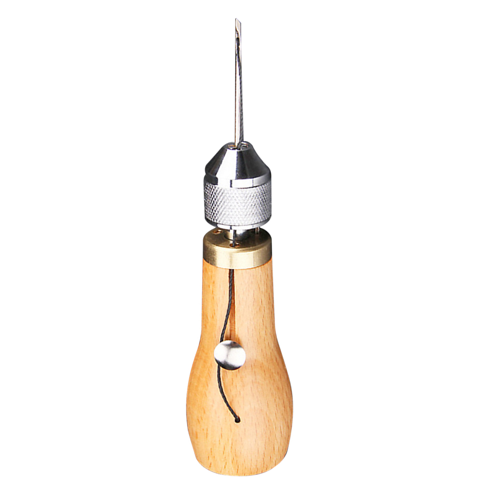 Houten Handvat Lederen Naaimachine Wax Draad Stiksels Naalden Diy Craft Voor Zeil Canvas Reparatie Stof