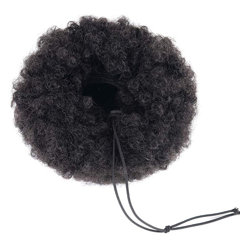 QUEENYANG Synthetic Drawstring African Fluffy Artificial Afro Puff Bun Puffs Ponytails Bun Wrap Natural Black Hair Extensions: F6-191