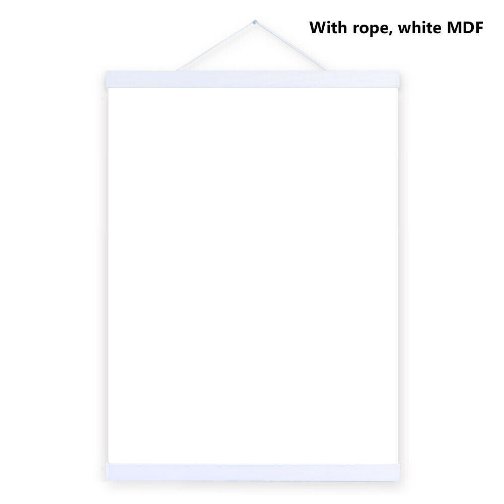 21-80cm Magnetic Wooden Photo Frame Scroll Print Poster Picture Hanger DIY all Hanging Poster Frame Decor: White / 30CM
