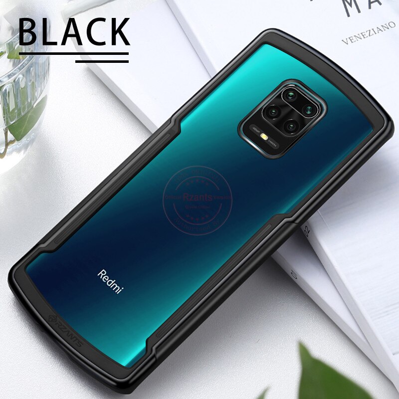 Rzants Redmi Hinweis 9 Hinweis9 Profi Max fallen Dämpfung transparent Harte PC Zurück Weiche TPU für Xiaomi Redmi Hinweis 9s Abdeckung: Redmi Hinweis 9 Profi / Schwarz