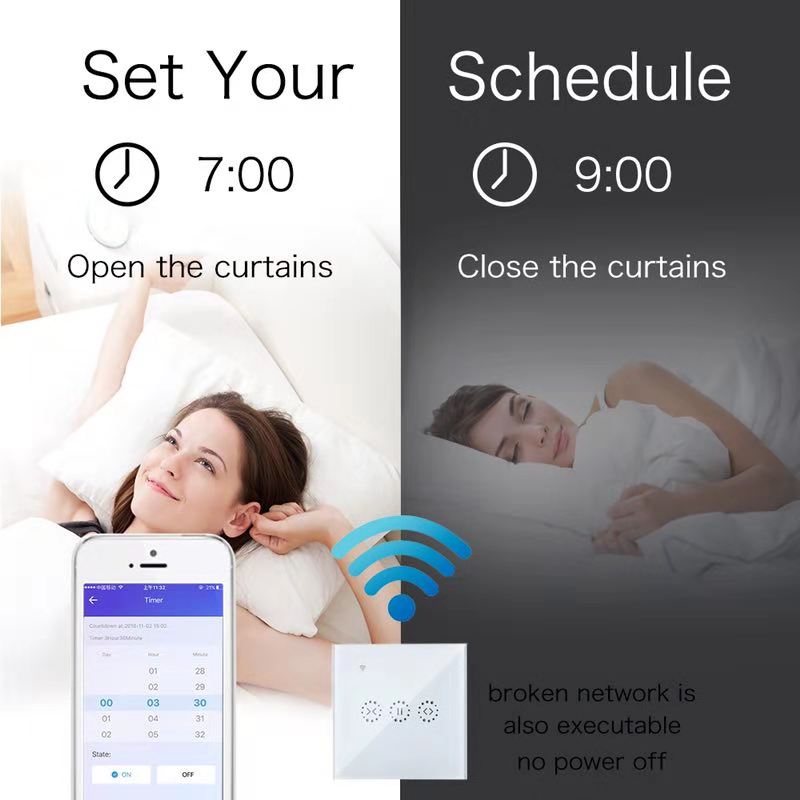 Smart Switch Controller WiFi Elektrische Touch Jaloezieën Gordijn Switch 3 Gang EU Standaard Ewelink APP Voice Control door Alexa Echo