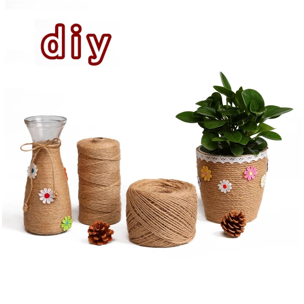 30M/Roll Natural Burlap Hessian Jute Twine Cord Hemp Rope Party Valentine Wrapping Cords Thread DIY Packaging Supplies