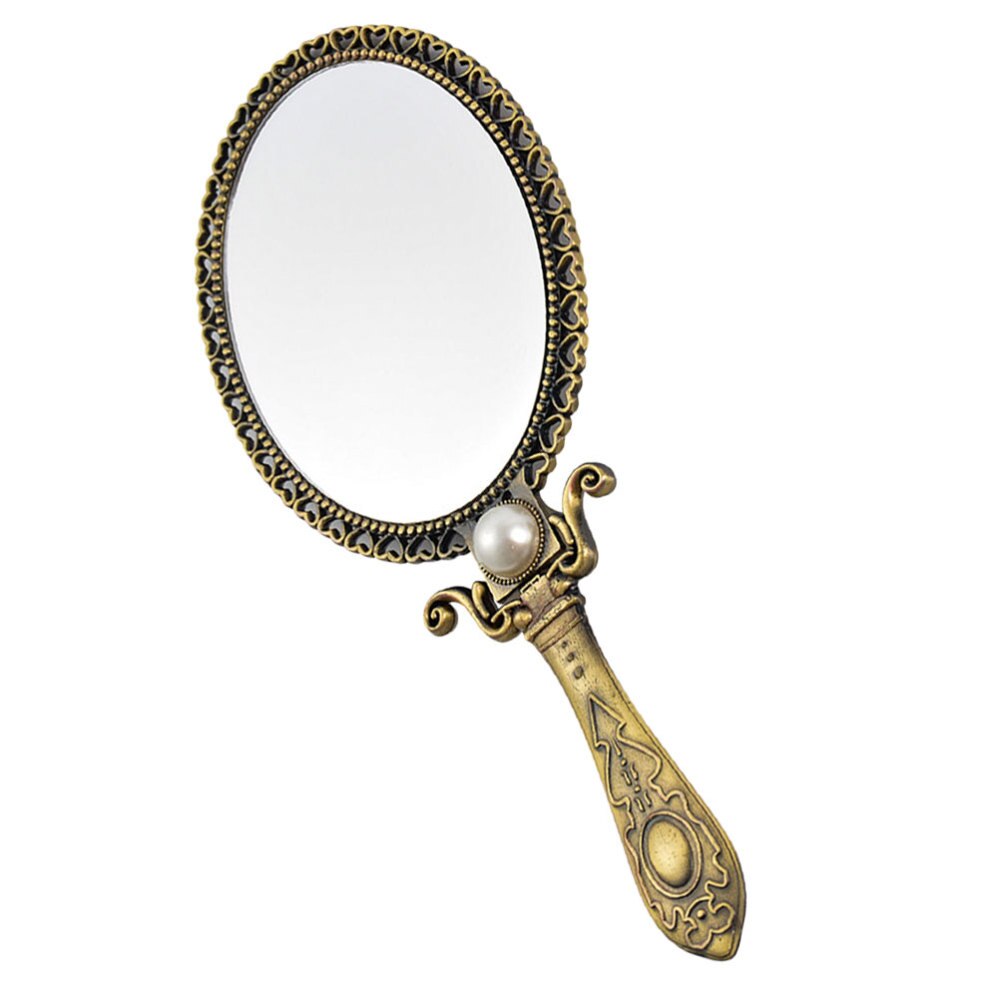 Espejo de belleza Retro portátil, espejo antiguo plegable de mano para maquillaje