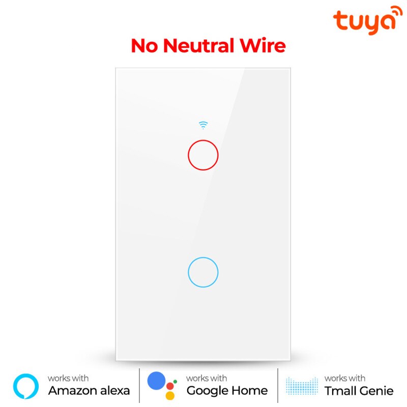 1/2/3 -fach tuya wlan-smart-touch-schalter für hausbeleuchtung, wandtaster, 120*72mm stück, kompatibel mit alexa und google home assistant, us-standard: Weiße 2- gang-tür