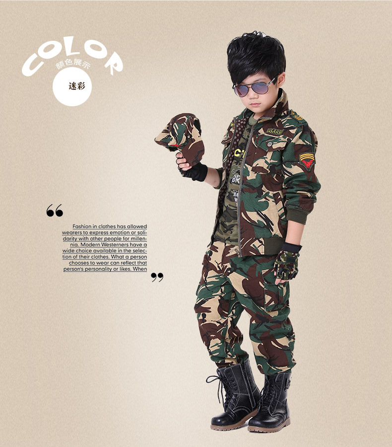 Kind En Najaar Camouflage Pak Kinderen Scouting Uniformen For110cm-155cm Studenten Uniformen Camoflouage: L